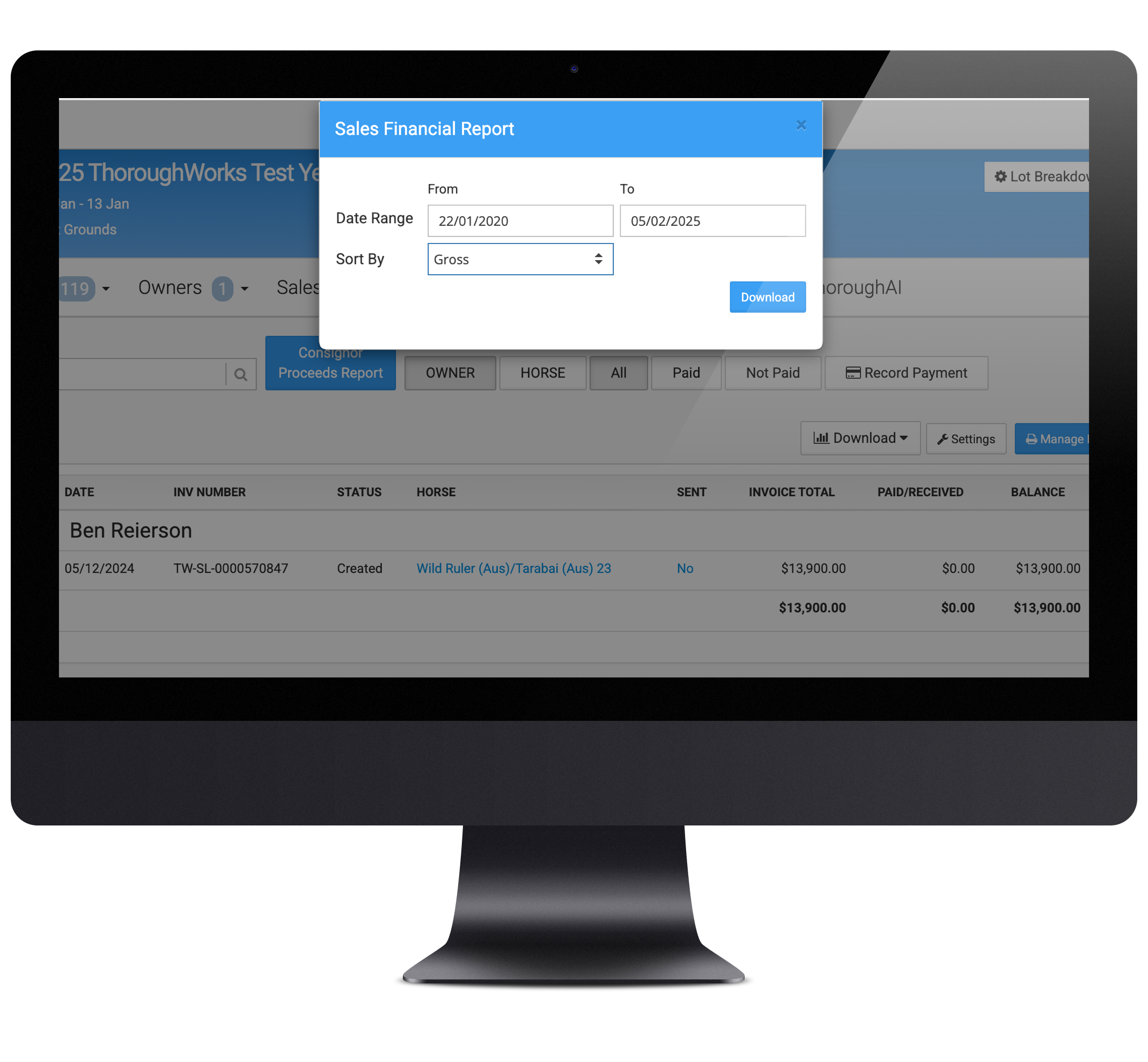 Accounting - Sales financial report